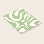 Modern Liquid Swirl Abstract Pattern in Light Sage Green and Cream Notebook Gallery Image 2