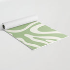 Modern Liquid Swirl Abstract Pattern in Light Sage Green and Cream Yoga Mat Gallery Image 2