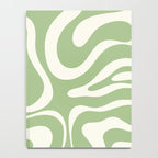 Modern Liquid Swirl Abstract Pattern in Light Sage Green and Cream Notebook Gallery Image 4