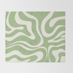 Modern Liquid Swirl Abstract Pattern in Light Sage Green and Cream Throw Blanket Gallery Image 2