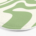 Modern Liquid Swirl Abstract Pattern in Light Sage Green and Cream Bath Mat Gallery Image 3