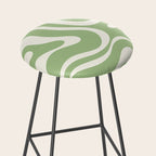 Modern Liquid Swirl Abstract Pattern in Light Sage Green and Cream Stool Gallery Image 2