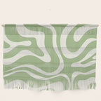 Modern Liquid Swirl Abstract Pattern in Light Sage Green and Cream Wall Hanging Gallery Image 1
