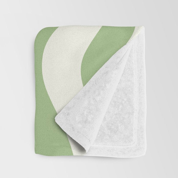 Modern Liquid Swirl Abstract Pattern in Light Sage Green and Cream Throw Blanket Gallery Image 3