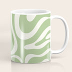 Modern Liquid Swirl Abstract Pattern in Light Sage Green and Cream Coffee Mug Gallery Image 1