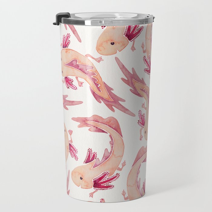 Mexican Axolotls Watercolor Travel Mug Gallery Image 3