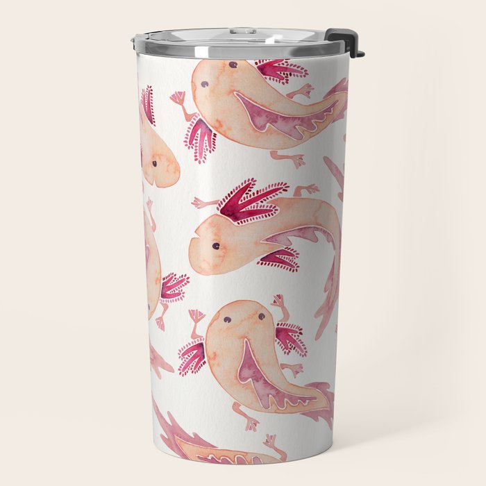 Mexican Axolotls Watercolor Travel Mug Gallery Image 2