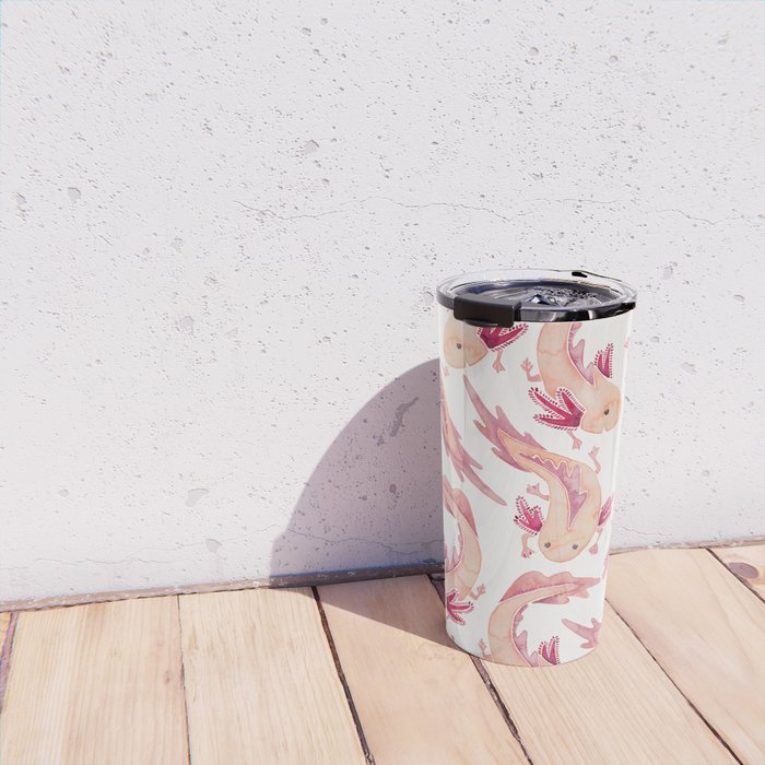 Mexican Axolotls Watercolor Travel Mug Gallery Image 4
