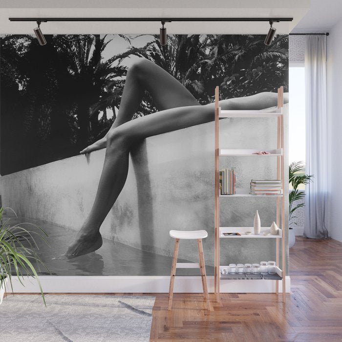 Dip your toes into the water, female form black and white photography - photographs Wall Mural Gallery Image 1