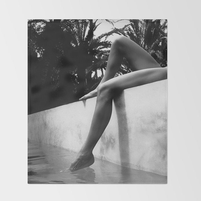 Dip your toes into the water, female form black and white photography - photographs Throw Blanket Gallery Image 2