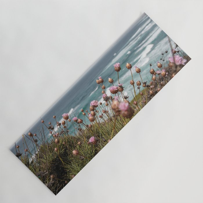 Pink Flowers by the Ocean | Travel Photography in Portugal Art Print | Summer at Bordeira Beach Yoga Mat Gallery Image 1
