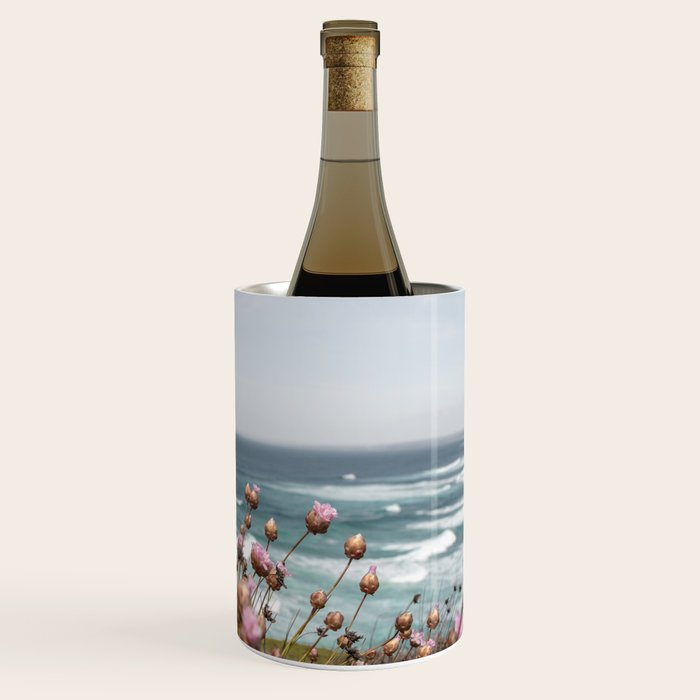 Pink Flowers by the Ocean | Travel Photography in Portugal Art Print | Summer at Bordeira Beach Wine Chiller Gallery Image 3