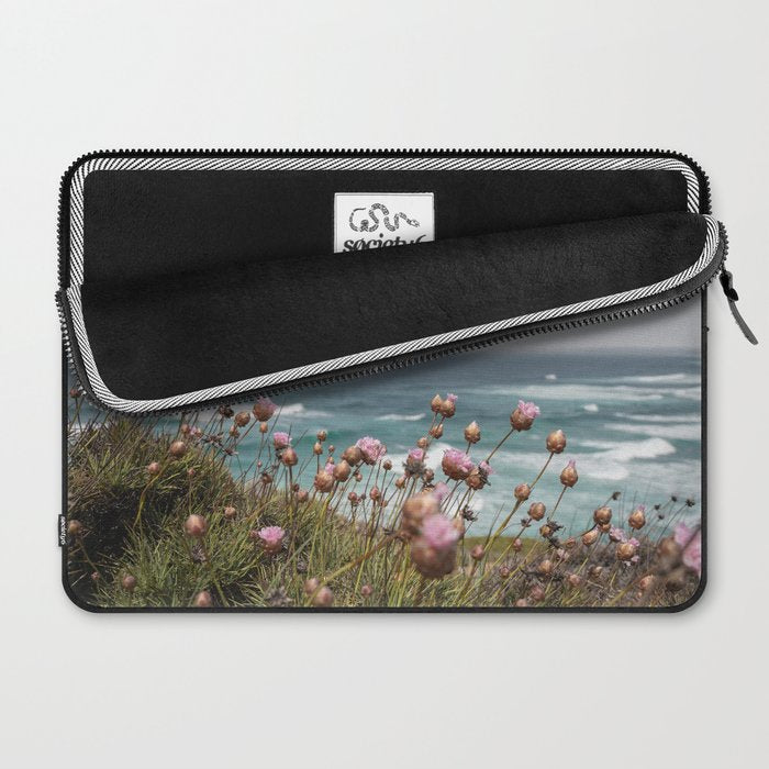 Pink Flowers by the Ocean | Travel Photography in Portugal Art Print | Summer at Bordeira Beach Laptop Sleeve Gallery Image 2