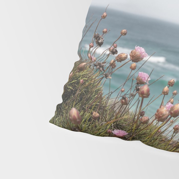 Pink Flowers by the Ocean | Travel Photography in Portugal Art Print | Summer at Bordeira Beach Pillow Sham Gallery Image 4