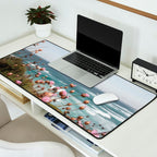 Pink Flowers by the Ocean | Travel Photography in Portugal Art Print | Summer at Bordeira Beach Desk Mat Gallery Image 2