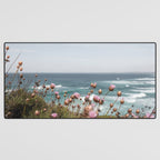 Pink Flowers by the Ocean | Travel Photography in Portugal Art Print | Summer at Bordeira Beach Desk Mat Gallery Image 3