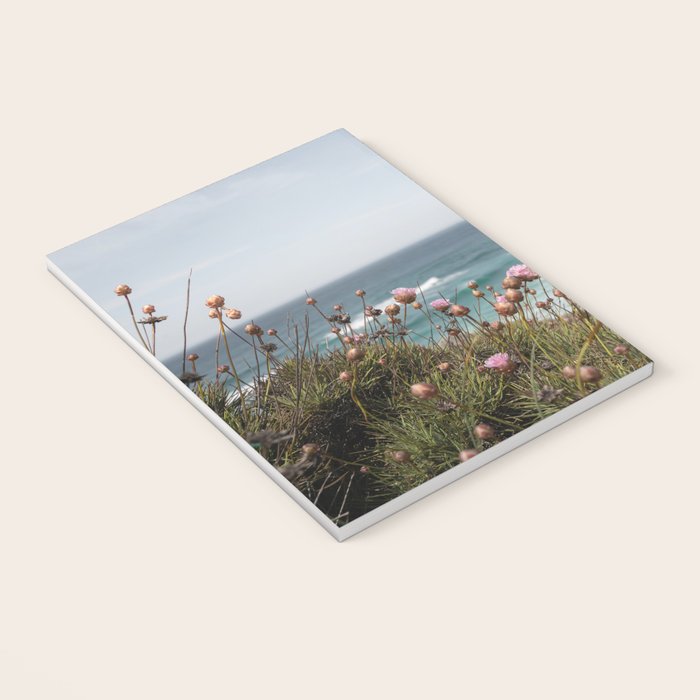 Pink Flowers by the Ocean | Travel Photography in Portugal Art Print | Summer at Bordeira Beach Notebook Gallery Image 3