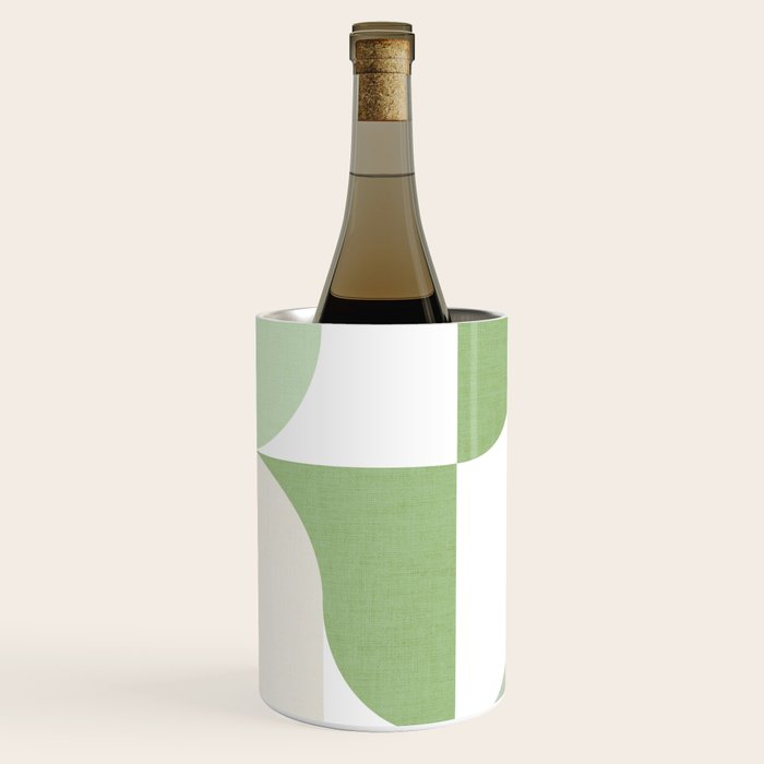 Mid-Mod geometric Sun and Moon pattern - tonal green pastels Wine Chiller Gallery Image 2