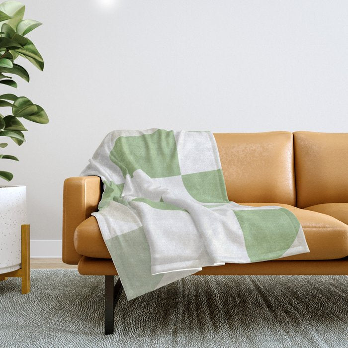 Mid-Mod geometric Sun and Moon pattern - tonal green pastels Throw Blanket Gallery Image 1