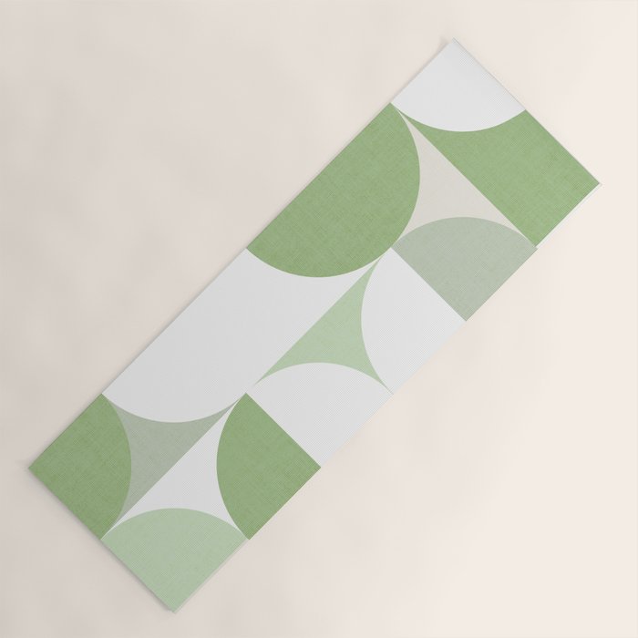 Mid-Mod geometric Sun and Moon pattern - tonal green pastels Yoga Mat Gallery Image 1