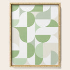 Mid-Mod geometric Sun and Moon pattern - tonal green pastels Serving Tray Gallery Image 1