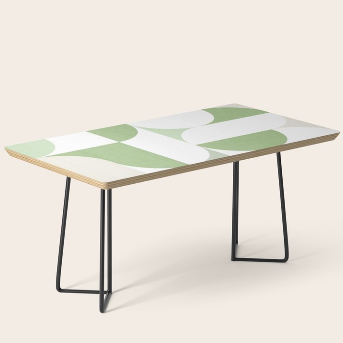 Mid-Mod geometric Sun and Moon pattern - tonal green pastels Coffee Table Gallery Image 1