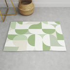 Mid-Mod geometric Sun and Moon pattern - tonal green pastels Rug Gallery Image 1