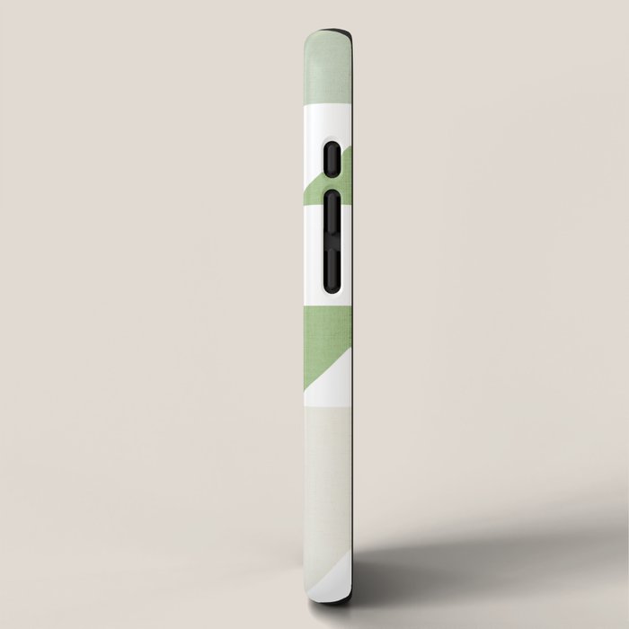 Mid-Mod geometric Sun and Moon pattern - tonal green pastels iPhone Case Gallery Image 2