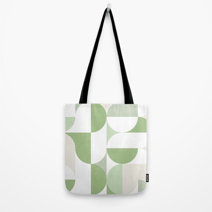 Mid-Mod geometric Sun and Moon pattern - tonal green pastels Tote Bag Gallery Image 2