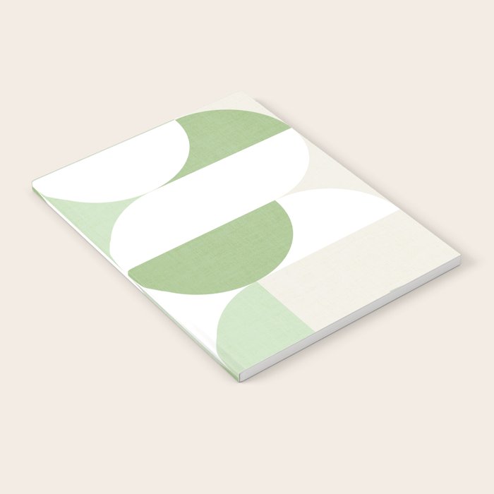Mid-Mod geometric Sun and Moon pattern - tonal green pastels Notebook Gallery Image 2