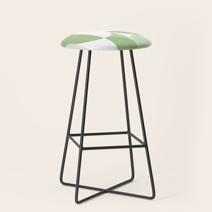 Mid-Mod geometric Sun and Moon pattern - tonal green pastels Stool Gallery Image 1