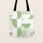 Mid-Mod geometric Sun and Moon pattern - tonal green pastels Tote Bag Gallery Image 1