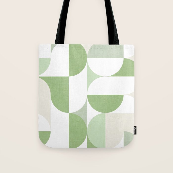 Mid-Mod geometric Sun and Moon pattern - tonal green pastels Tote Bag Gallery Image 1