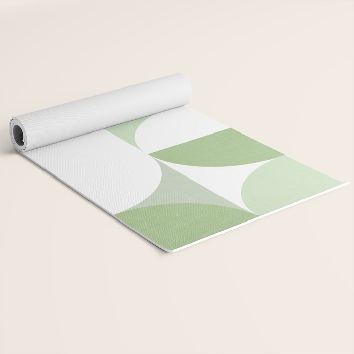 Mid-Mod geometric Sun and Moon pattern - tonal green pastels Yoga Mat Gallery Image 2