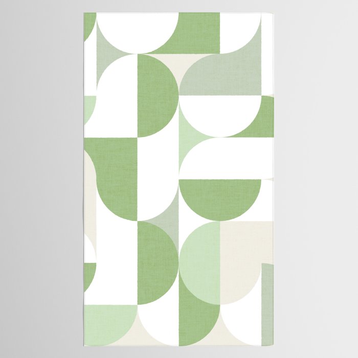 Mid-Mod geometric Sun and Moon pattern - tonal green pastels Tablecloth Gallery Image 2