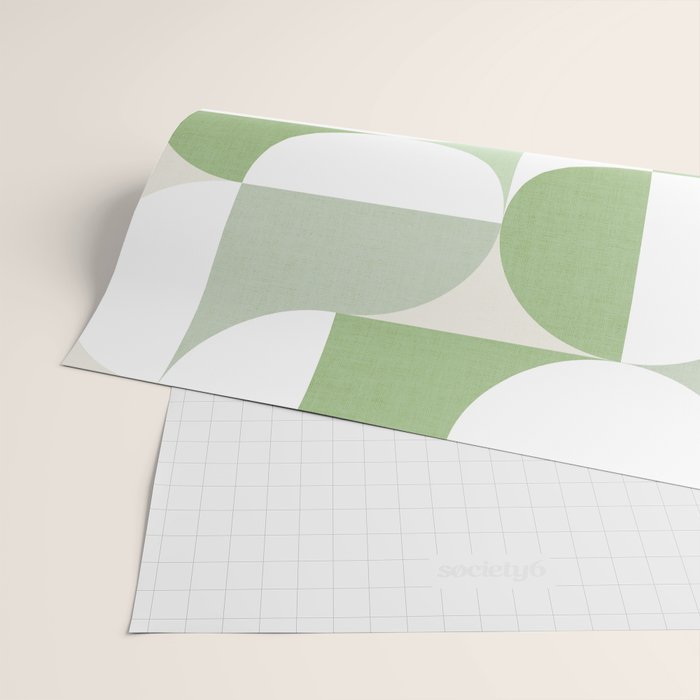 Mid-Mod geometric Sun and Moon pattern - tonal green pastels Wrapping Paper Gallery Image 2