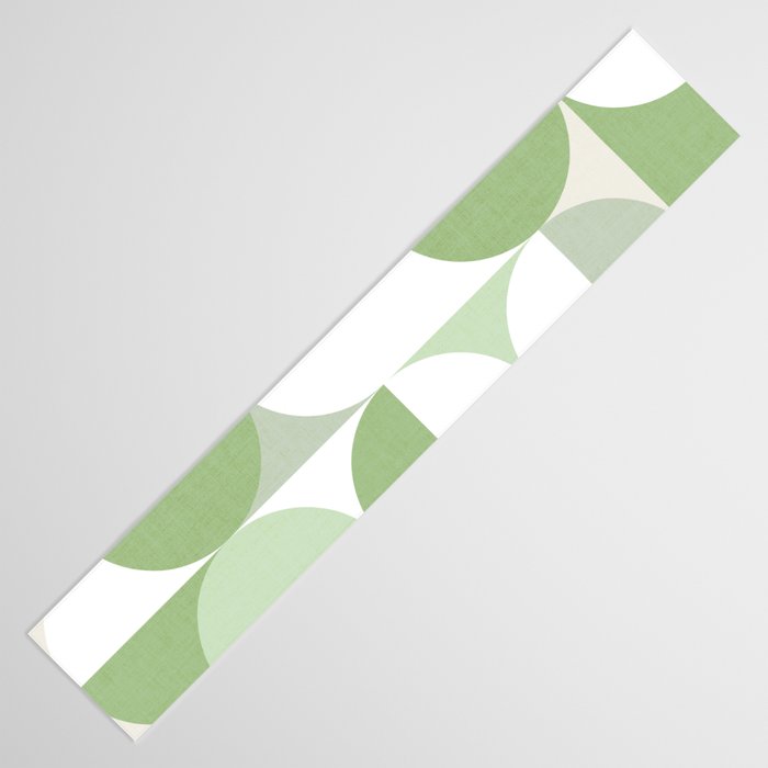 Mid-Mod geometric Sun and Moon pattern - tonal green pastels Table Runner Gallery Image 3