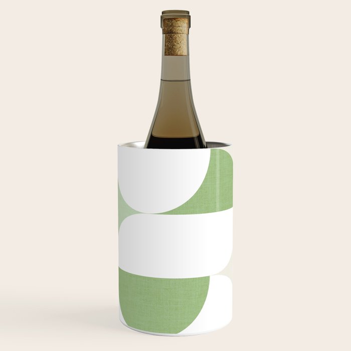 Mid-Mod geometric Sun and Moon pattern - tonal green pastels Wine Chiller Gallery Image 3
