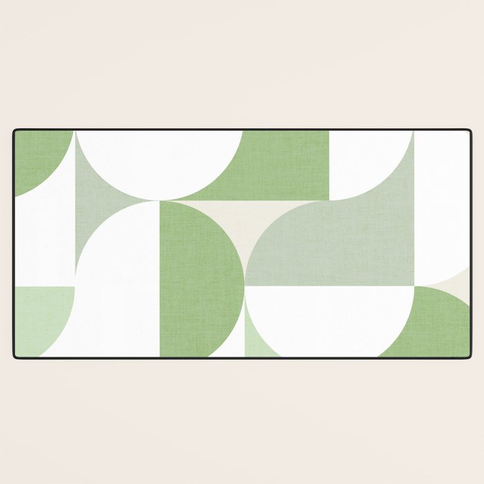 Mid-Mod geometric Sun and Moon pattern - tonal green pastels Desk Mat Gallery Image 3