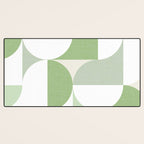Mid-Mod geometric Sun and Moon pattern - tonal green pastels Desk Mat Gallery Image 3
