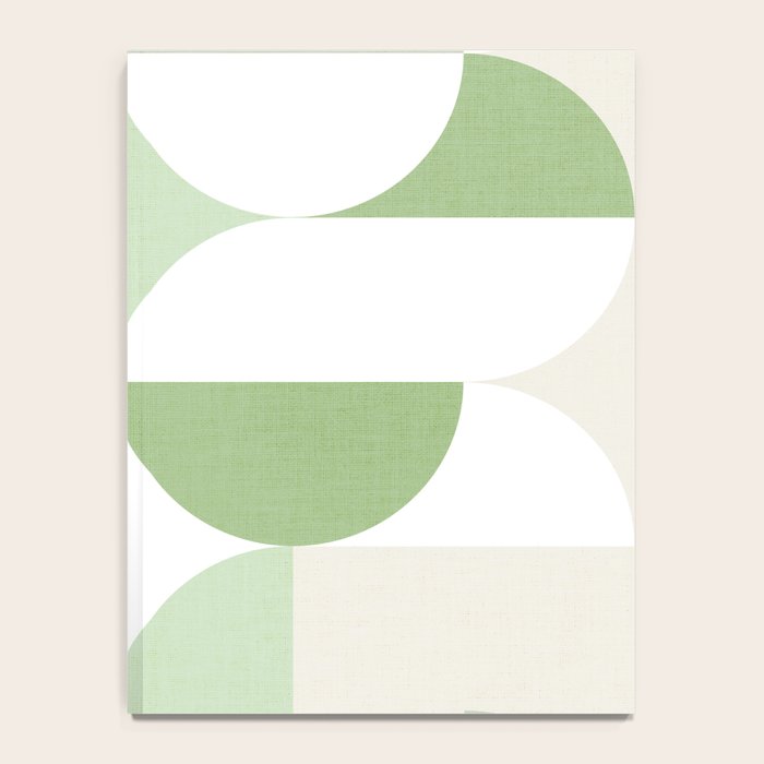 Mid-Mod geometric Sun and Moon pattern - tonal green pastels Notebook Gallery Image 4