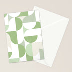 Mid-Mod geometric Sun and Moon pattern - tonal green pastels Stationery Card Gallery Image 2