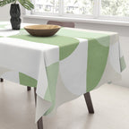 Mid-Mod geometric Sun and Moon pattern - tonal green pastels Tablecloth Gallery Image 3