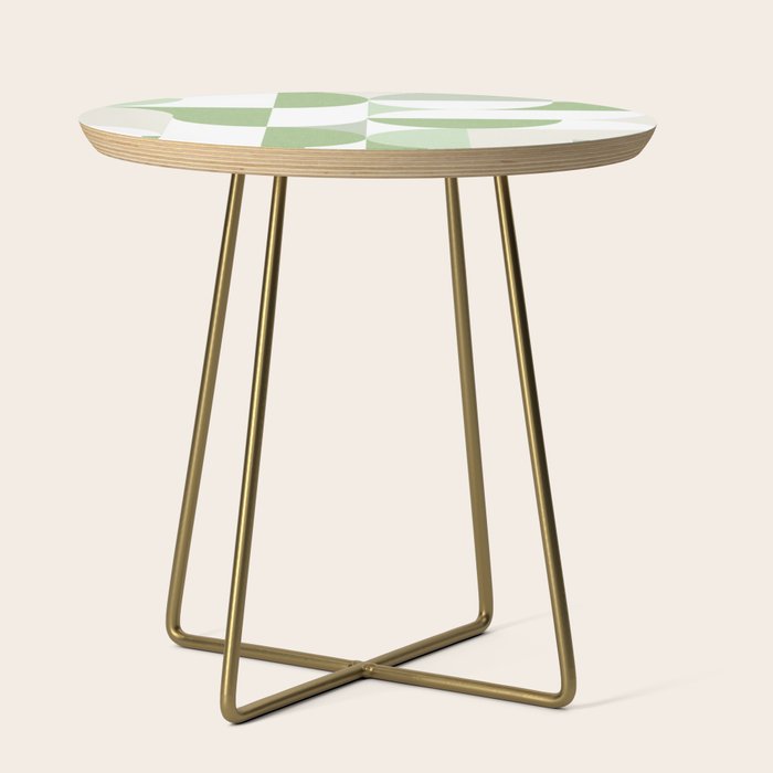 Mid-Mod geometric Sun and Moon pattern - tonal green pastels Side Table Gallery Image 1