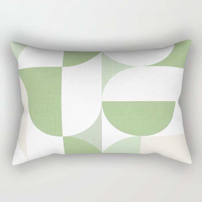 Mid-Mod geometric Sun and Moon pattern - tonal green pastels Rectangular Pillow Gallery Image 2