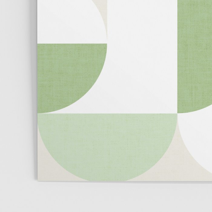 Mid-Mod geometric Sun and Moon pattern - tonal green pastels Poster Gallery Image 3