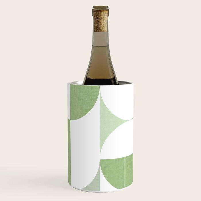 Mid-Mod geometric Sun and Moon pattern - tonal green pastels Wine Chiller Gallery Image 1