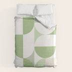 Mid-Mod geometric Sun and Moon pattern - tonal green pastels Duvet Cover Gallery Image 6