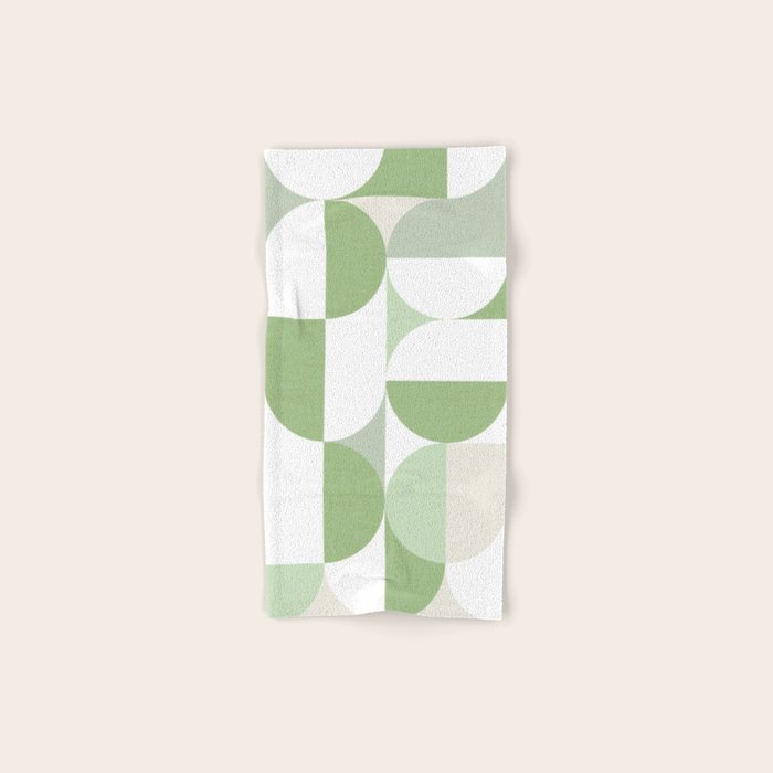 Mid-Mod geometric Sun and Moon pattern - tonal green pastels Bath Towel Gallery Image 1