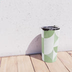 Mid-Mod geometric Sun and Moon pattern - tonal green pastels Travel Mug Gallery Image 4